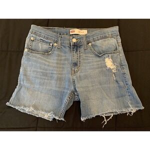 LEVI'S 511 Slim Blue Cut Off Shorts‎ Women's 18 Reg 30" Waist Distressed